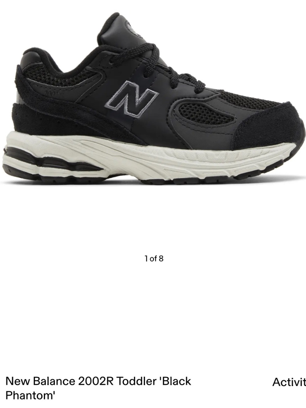 New Balance Toddler 2002R Sneaker in Black- toddler size 6